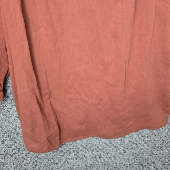 Talbots Top Womens MP Petite Medium Orange V Neck Peasant Blouse Ladies - Picture 3 of 7